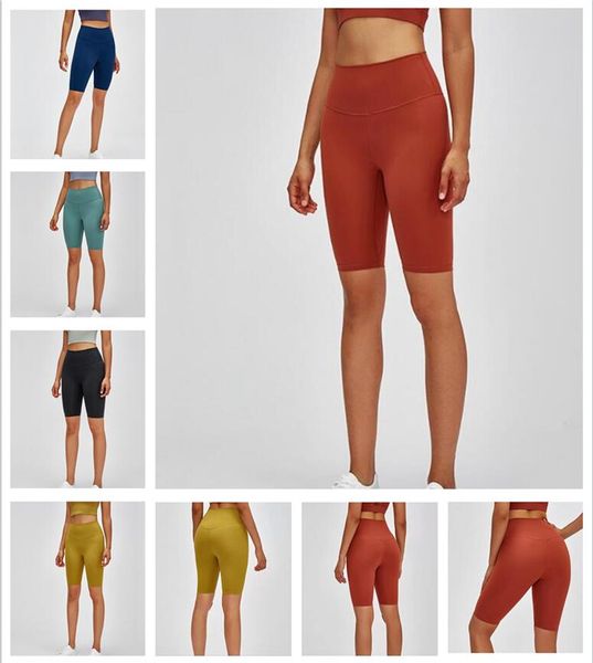 

lu leggings women sports fitness running fivepoint pants gym wear solid color elastic high waist butt lift was thin tight yoga outfits short, Black