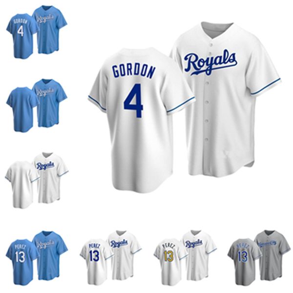

baseball fans royals alex gordon #4 salvador perez #13 jersey, Black