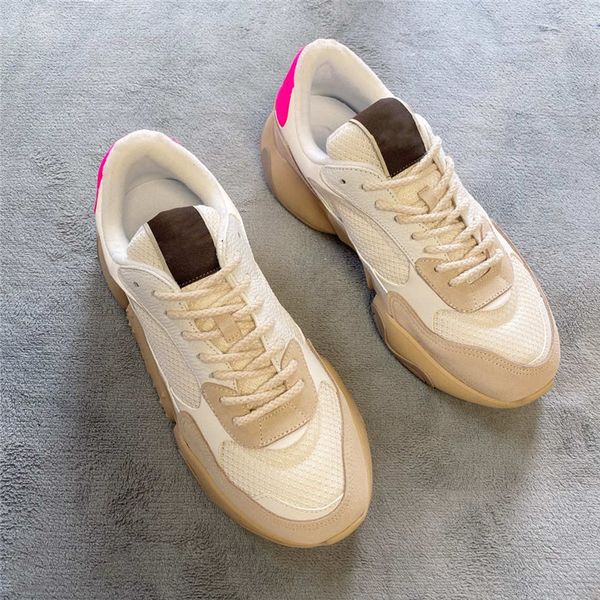 

mens classic contrast stitching thick soled elevated casual sneakers low lace up dad shoes with original box, Black