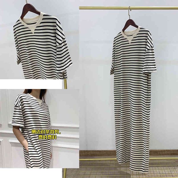 

casual dresses p110135htg loose casual stripe t-shirt skirt, Black;gray