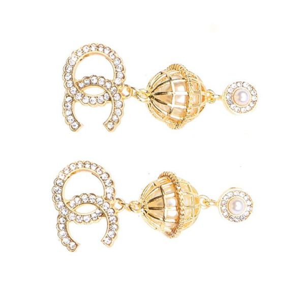 

designer earrings ear stud designers 18k gold plated brand geometry letters fashion women crystal rhinestone pearl earring wedding party jew, Golden;silver
