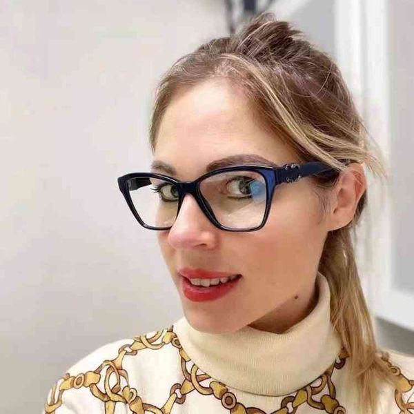 

2022 brand trend fashion sunglasses for men and women red same personalized cat's double frame lens can be equipped degree ch3420, White;black