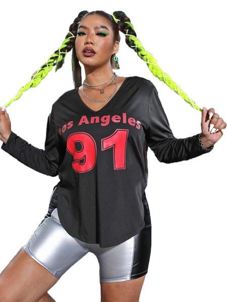 

plus letter graphic high low tee u1bi#, Black