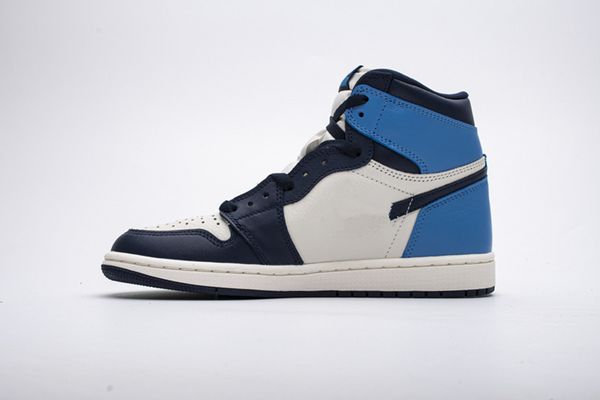 

shoes mens jumpman 1 high og obsidian university blue basketball sports sneakers real leather university-lue size