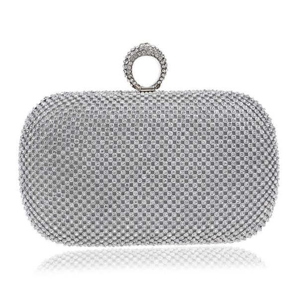 Borse da sera Pochette con strass di diamanti Borsa a mano con anello a dito Borsa a mano Festa di nozze Argento Nero Oro YM1000Sera