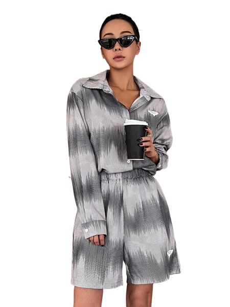 

dazy striped print blouse & shorts u6g5#, White