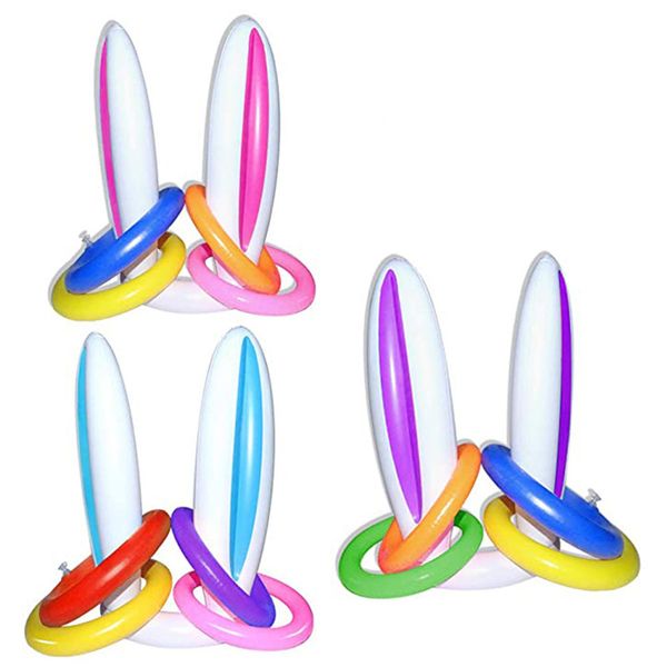 Giocattoli pasquali PVC Gonfiabile Orecchie di Coniglio di Pasqua Cappello Anello Lancio per Bambini Festa di Compleanno Regalo Decorazione Esterna Gioco Gonfiato