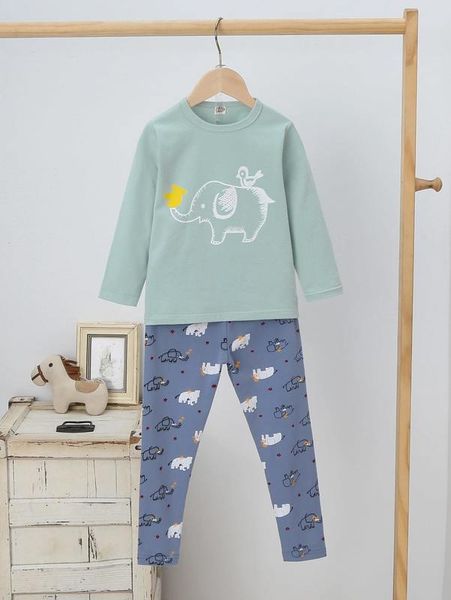 

toddler boys elephant print pj set she, Blue;red