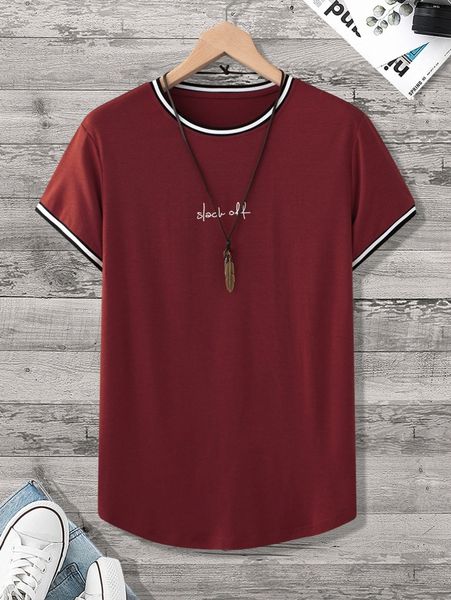

men letter graphic contrast trim tee 73c8#, White;black