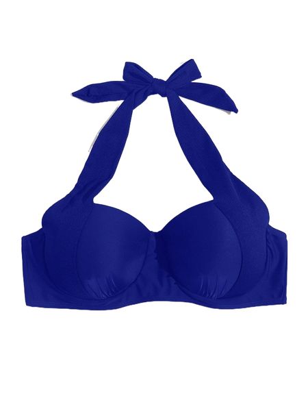 

plus tie back underwire halter bikini i71f#, Black