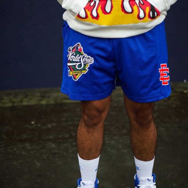 

eric emanuel running short ee men's basic shorts fashion baseball world series specific casual fitness summer gym workout mesh sports p, White;black