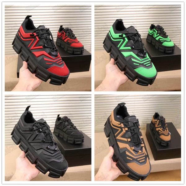 

men's greca labyrinth lace-up shoes designer nylon thick-sole sneaker chunky greca sole runway luxurys tranier, Black