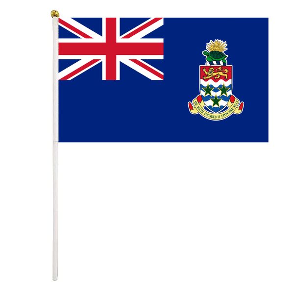 

cayman islands hand waving flags 14x21 cm polyester country banner with plastic flagpoles for parades sports events festival celebrations