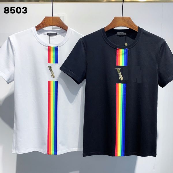 

new mens letter embroidery t-shirt black and white casual summer mens womens round neck short sleeves size m-3xl e188, White;black