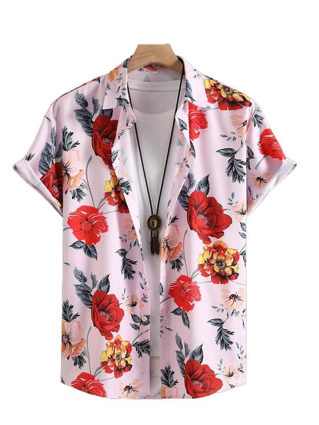 

men random floral print shirt without tee t25g#, White;black