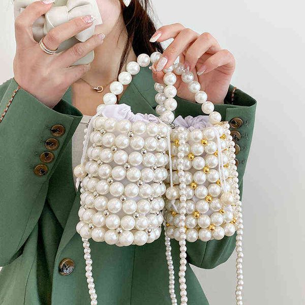 

evening bag mini beads handmade vintage handbags party shoulder female 2022 wedding s with pearls luxury women's totes 0623
