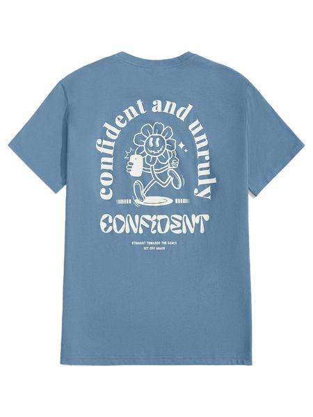 

men letter & cartoon graphic tee v1xb#, White;black