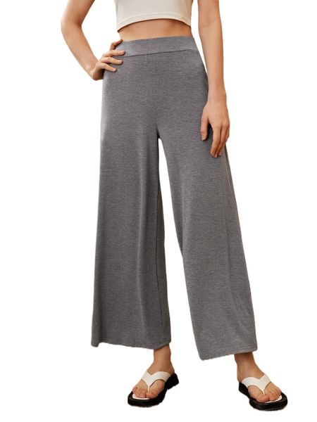 

wide leg solid pants r4qp#, Black;white