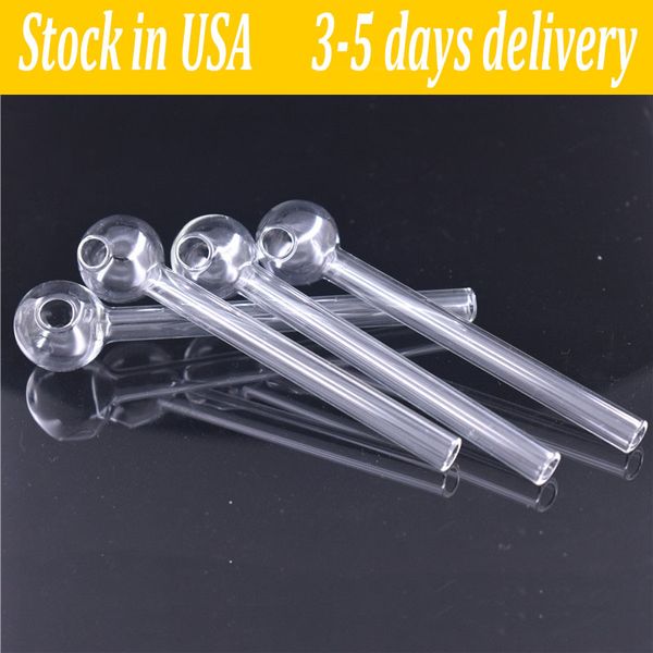 Lagerbestand in den USA: Glas-Ölbrennerpfeife, 10 cm Länge, klare Handpfeife, bestes Geschenk für Raucher, 3–5 Tage Lieferung