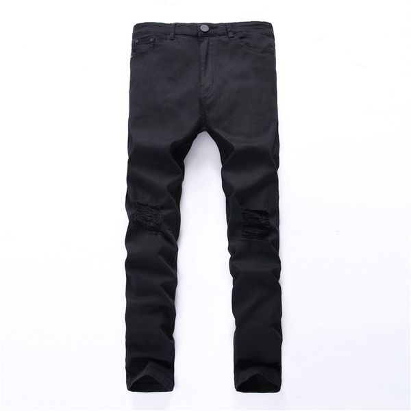 2022 VENDANDO A MARCA DE Designer de designer de atacado-swag Black Mens Menns Ripped Ripped Destated Stretch Slim Fit Hop Pants Long Jean Fashion com buracos para homens JS34 Tamanho 28-38