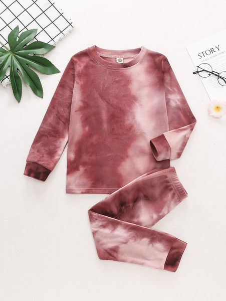 

toddler girls tie dye tee with joggers she01, White