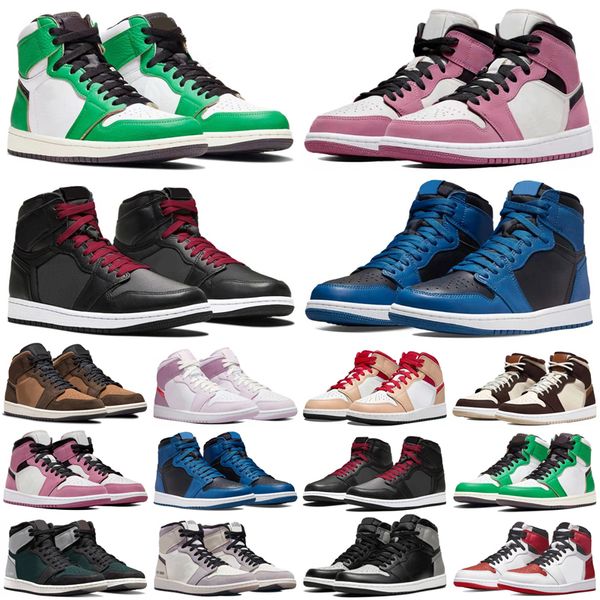 

men 1 basketball shoes women 1s og university blue patent panda dark mocha bred shadow unc twist smoke grey mens women sports sneakers train