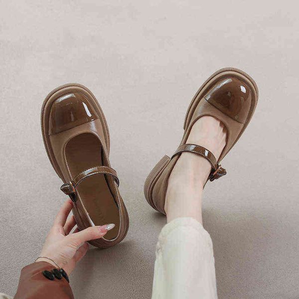 

dress shoes high heels luxury small leather shoes mary jane fashion color matching platform loafers chunky heeled sandals 220318, Black