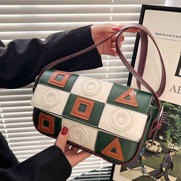 

vintage pathwork satchels shoulder handbags purses women crossbody bags 2022 new clutch ladies messenger bags totes g220509