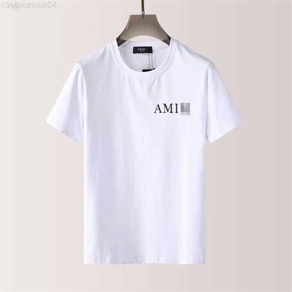 

designer trend t shirt ris 2022 amis men's korean spring and summer high street fashion letter back cupid print round neck short, White;black