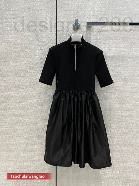 

casual dresses designer bl39329 shenzhen nanyou knitted stitched dress french hepburn waist a-shaped medium length skirt high end female 1jp, Black;gray