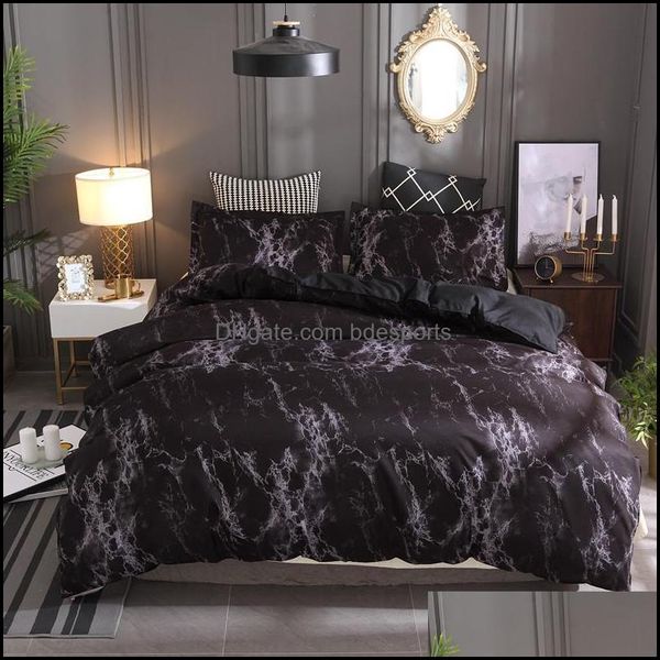 Set di biancheria da letto Forniture Tessili per la casa Giardino Motivo in marmo Piumino Er Set 2/3Pcs Letto Twin Double Queen Quilt Ers Letti Biancheria Senza imbottitura