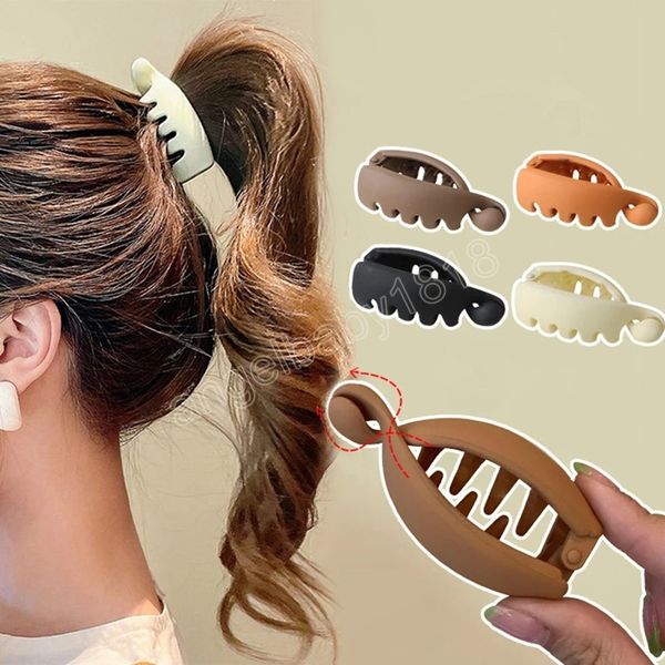 

women girls hair accessories plastic soild color hair clip femme headwear geometric ponytail clips, Slivery;white