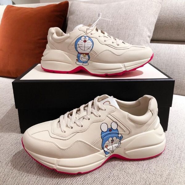 

luxurys brand dad shoes women's sports shoes trendy cowhide men and women couple 2022 autumn thick bottom heightening casual shoe, Red;white