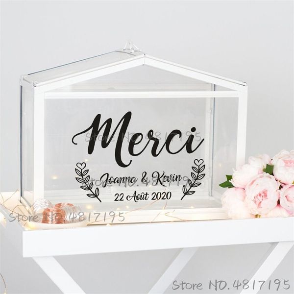 Cartões e presentes Caixa de vinil Textos de adesivos Nomes Decals Card Sinalizando adesivos personalizados para caixas de casamento Decoração de arte 220613