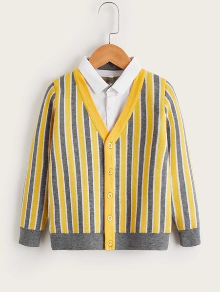 

toddler boys striped pattern 2 in 1 cardigan she, Blue