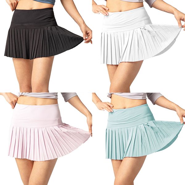 

new sports pleated shorts skirts womens outer wear spring summer ultra-thin quick-drying anti-glare tennis skirt yoga pants fitness sport sh, Black