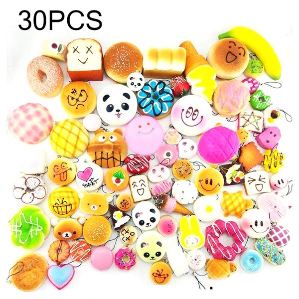 10 20 30 PCs Kawaii Alimento mole lento Mini Mini Anti Estresse Anti Anti Toys Toys Toys Bolo Pão de Alívio do Estresse 220531