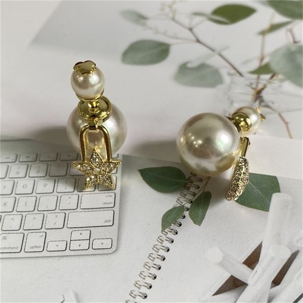 

2022 36% off designer jewelry di d family pearl lock head love star female minority personality net red same 925 silver needle earrings fema, Golden