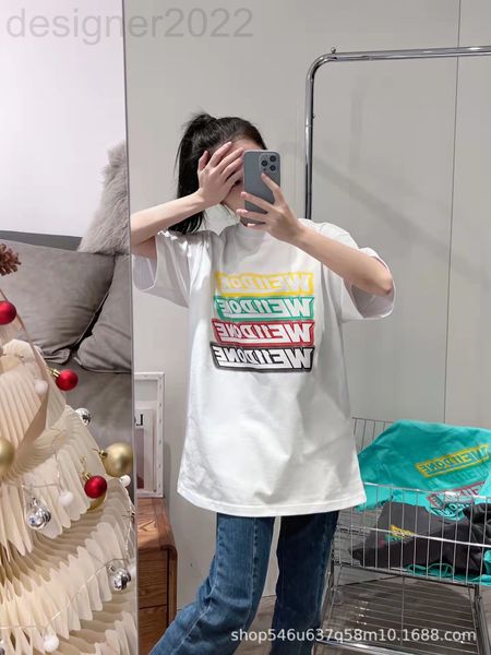 

women's t-shirt designer [meta version development]we11done bullet screen t-shirt short sleeve bottoming halo dyeing early spring brand, White