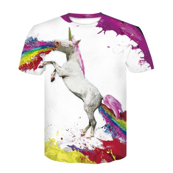 T-shirt da uomo Stampate Estate Uomo Casual Divertente 3D Dipinto Cavallo Personalità T-shirt girocollo Hip-HopUomo