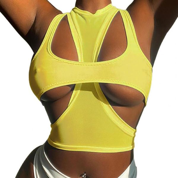 

women's tanks & camis 2pcs women tank-cut out double sided o-neck sleeveless punk vest corset streetwear night club, White