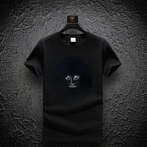 

luxury designer men's oversized t-shirts graphic t shirt for male aesthetic festival clothing glittering rhinestone tee shirt fashion, White;black