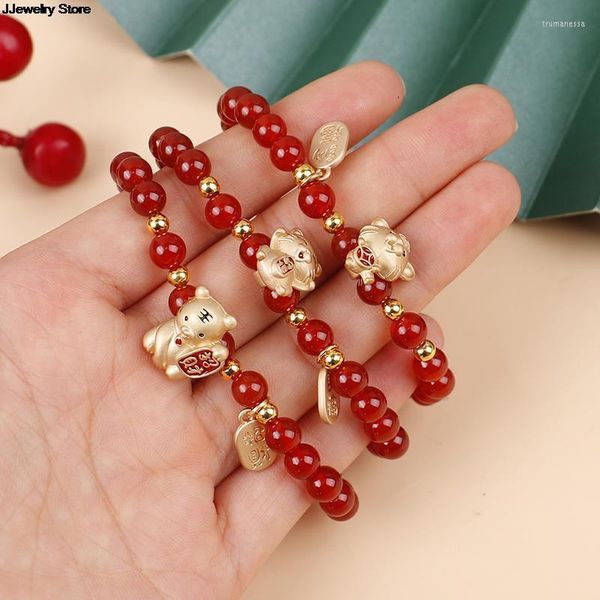 Pulseira chinês zodíaco de charme de tigre tigre Ano Lucky Red Lady Pinging TRUM22 Ajuste