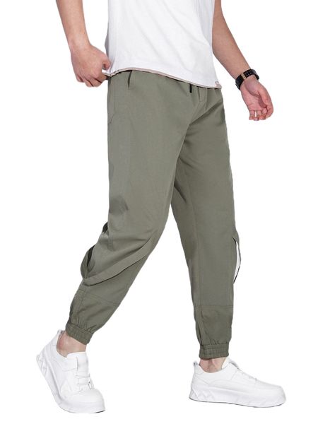 

men strap detail slant pockets drawstring waist joggers q6ly#, Black