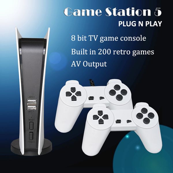 PS5 Aparência de jogo nostálgico Estação de jogo 5 console de videogame USB com 200 jogos clássicos 8 bits gs5 consola consola retrô handheld player av out saftshipping