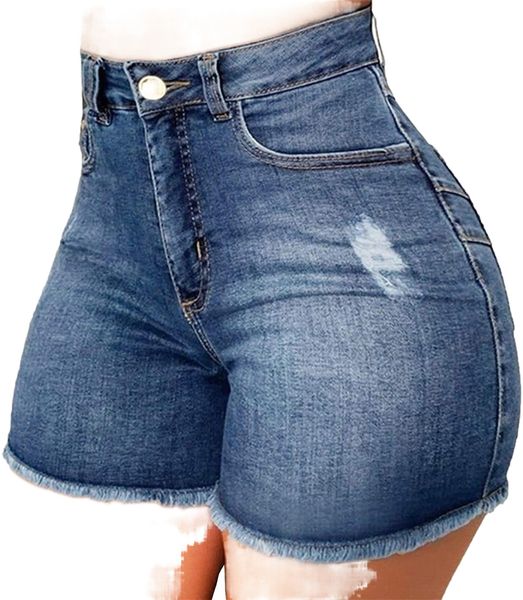 

women's casual denim shorts frayed raw hem ripped jeans shorts p8ir#, White;black