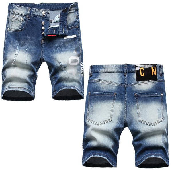 Mens Knee Jeans Short Jeans Orifícios Retos Tight Jean Clube Azul Algodão Verão Homens Todos os Dias Casual Calças Rasgadas Lazer Variedade de Estilos Tamanho Europeu