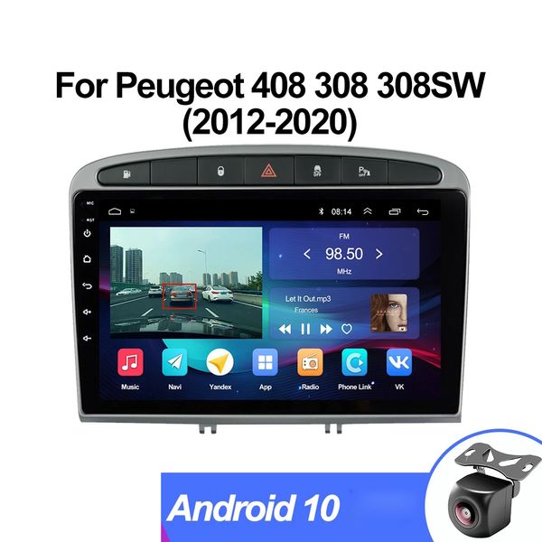 Автомобильное радио мультимедиа видеоплеер навигация GPS Android 10 для Peugeot 408 2010-2016