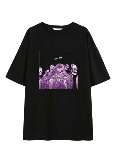 

romwe x ungfio skeleton print tee p0zv#, White