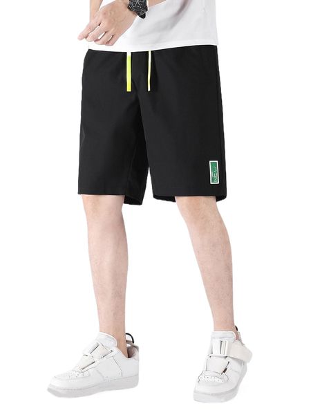 

men letter graphic drawstring waist shorts t7qf#, White;black